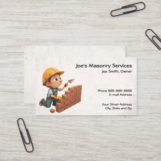 Brick Mason Masonry Construction Business Card (Front/Back In Situ)