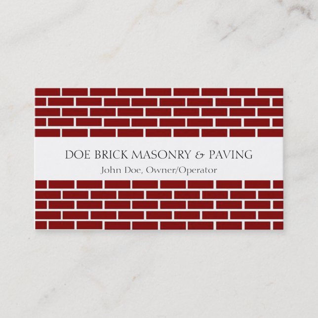 Brick Mason W/W Fire Red Brick Business Card (Front)