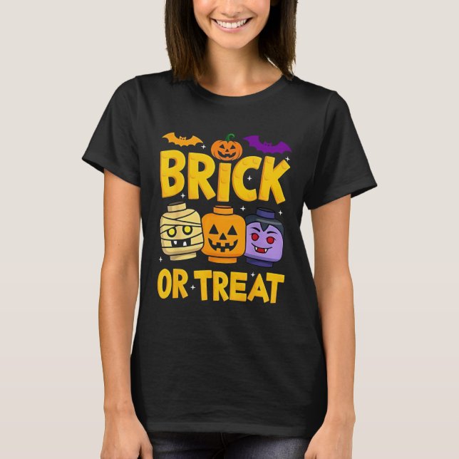 Brick or Treat Halloween Master Builder Blocks Bui T-Shirt (Front)