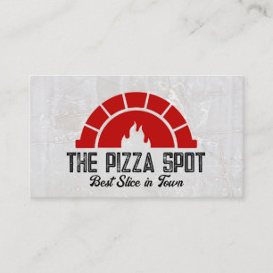Brick Oven Flame Logo Pizza Shop Business Card