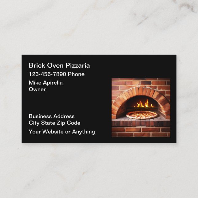 Brick Oven Pizza Place Business Cards (Front)