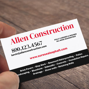 Brick Pavers Driveway & Patios Business Card