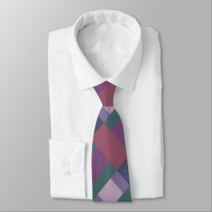 Brick Pink Purple Blue Green Colour Block Print Tie