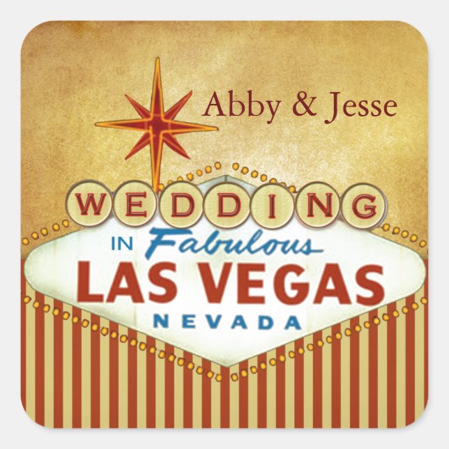 Brick red and Gold Las Vegas Square Sticker (Front)