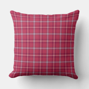 Brick Red and Soft Peach Plaid Cushion