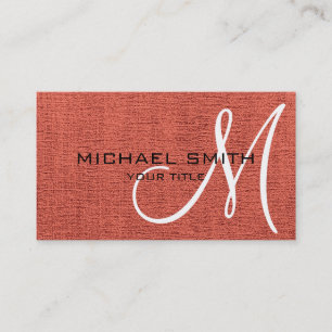 Brick Red Canvas Look Monogram Business Card