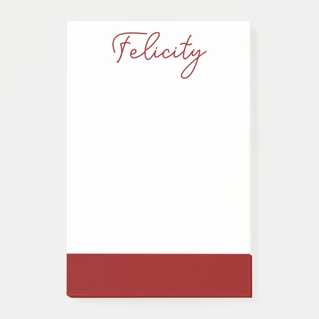 Brick Red Clean Name | Classic Professional  Post-it Notes (Front)