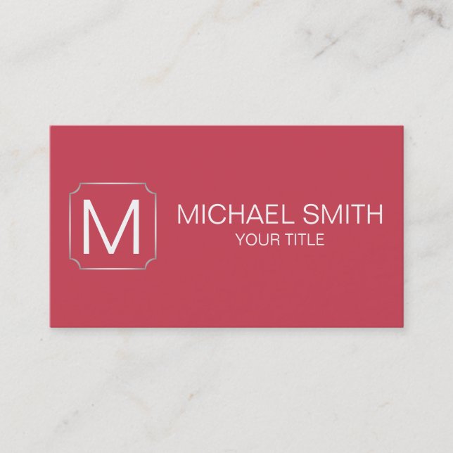 Brick red colour background business card (Front)