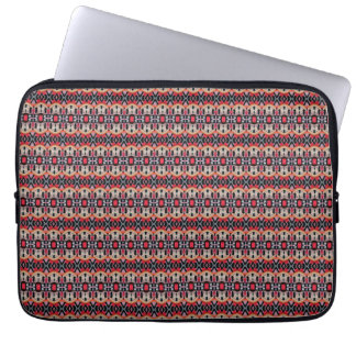 Brick red, cream and black feathered pattern laptop sleeve