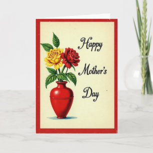 Brick Red Floral Vase Card