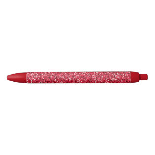 Brick Red Glitter Black Ink Pen