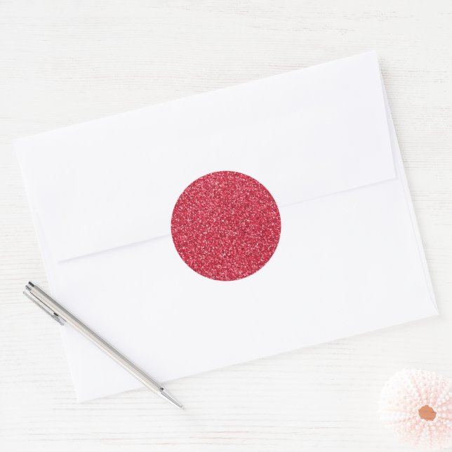 Brick Red Glitter Classic Round Sticker (Envelope)