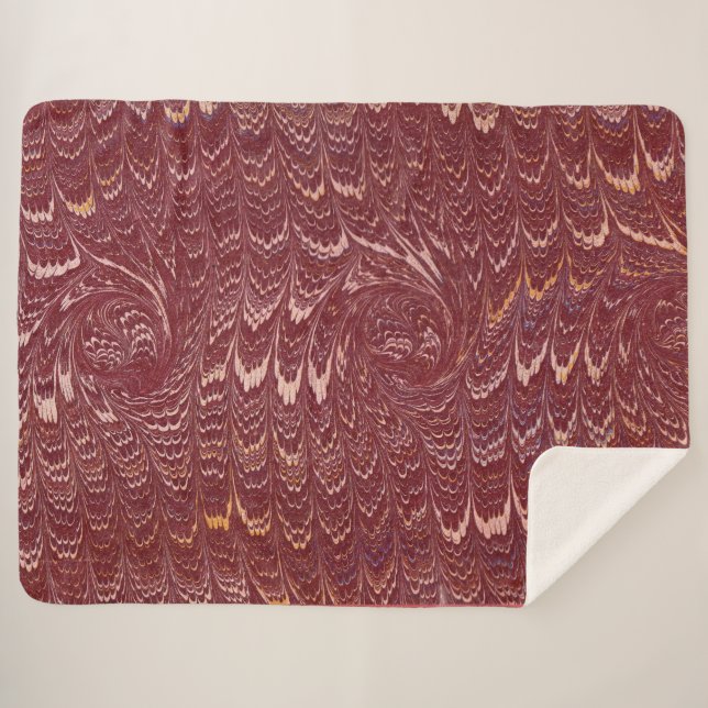 brick red marble print sherpa blanket (Front (Horizontal))