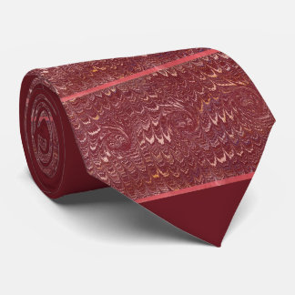 brick red marble print tie