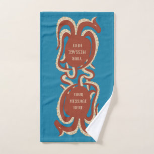 Brick Red Octopus Your Message Graphic Hand Towel