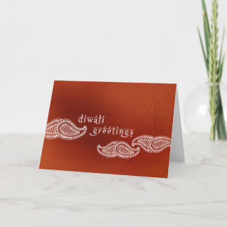 Brick Red Paisleys Diwali Card