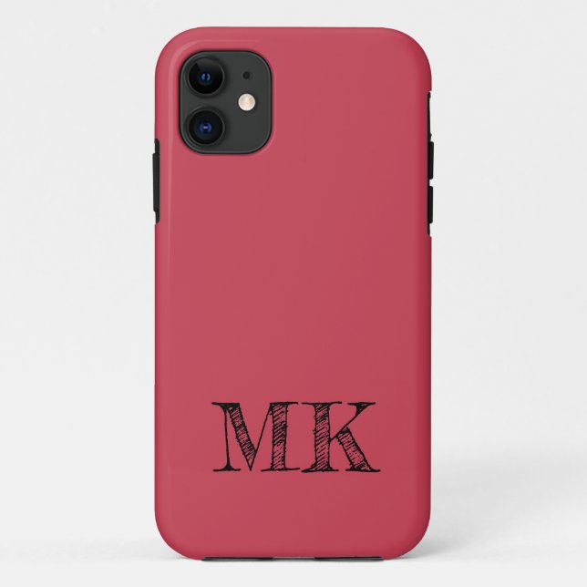 Brick Red Solid Colour | Custom Minimal Initial  Case-Mate iPhone Case (Back)