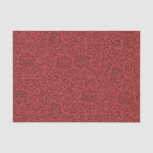 Brick Red Vintage Floral Damask Pattern Tissue Paper