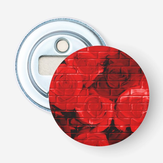 Brick Roses 02 Red-Round Bottle Opener (Front)