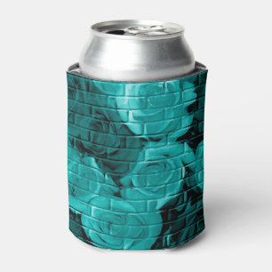 Brick Roses 03 Teal-Drink Can Cooler
