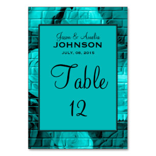 Brick Roses 03-Teal-Table Card
