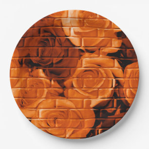 Brick Roses 08 Orange-Paper Party Plates
