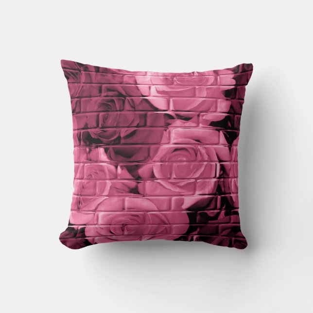 Brick Roses 10-Plum-Square Throw Pillow (Front)