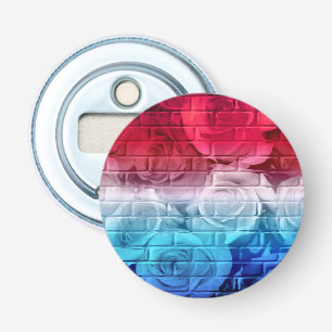 Brick Roses 11 Red White Blue-Round Bottle Opener