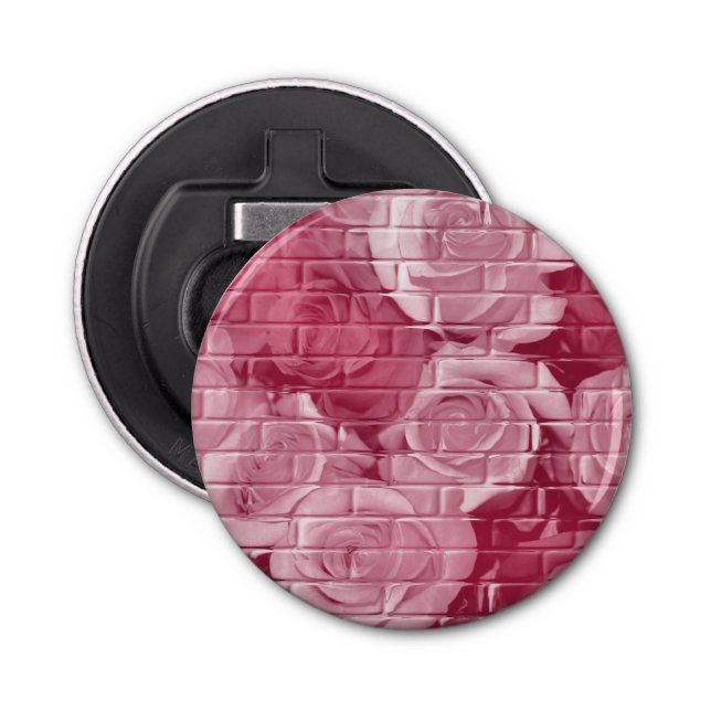 Brick Roses 14 Mauve-Round Bottle Opener (Front)