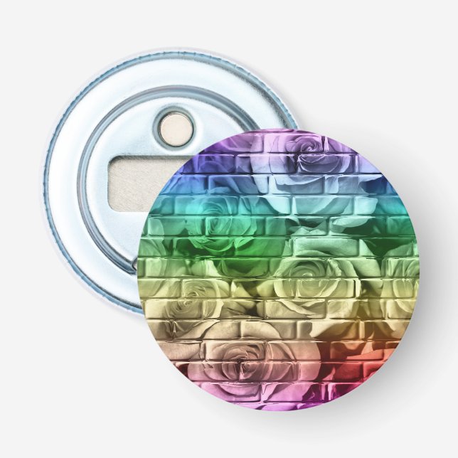 Brick Roses 16 Rainbow-Round Bottle Opener (Front)