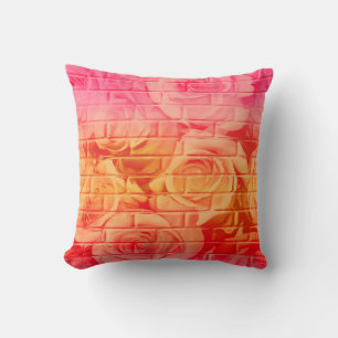 Brick Roses 17-Pink Lemonade-Square Throw Pillow