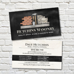 Brick Stone Concrete Masonry Contractor Business Card