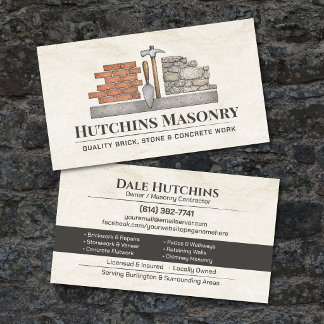 Brick Stone Concrete Masonry Contractor Business Card