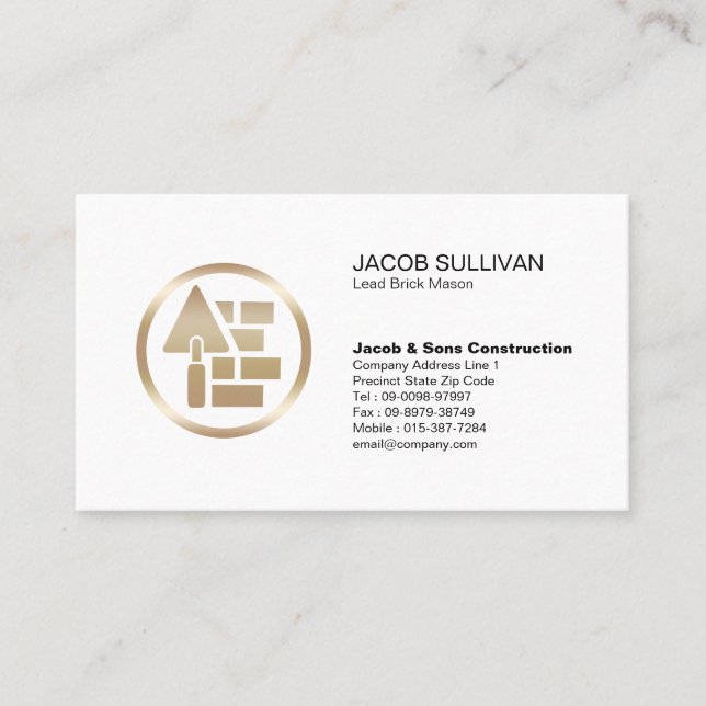 Brick Stone Mason Masonry Construction Business Card (Front)