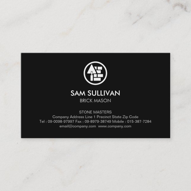 Brick Stone Mason Masonry Construction Business Card (Front)