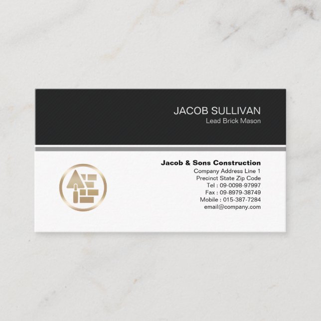Brick Stone Mason Masonry Construction Business Card (Front)