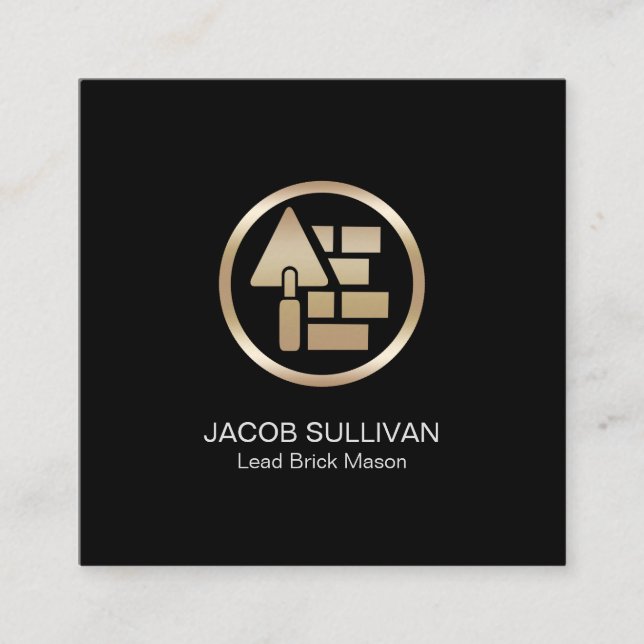 Brick Stone Mason Masonry Construction Square Business Card (Front)