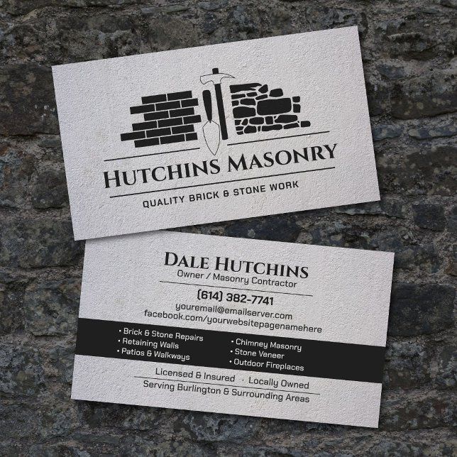 Brick & Stone Masonry Contractor Business Card (Creator Uploaded)