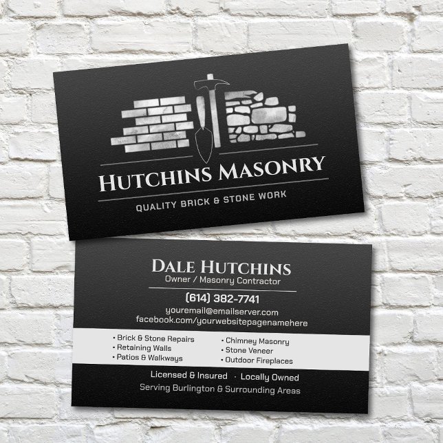 Brick & Stone Masonry Contractor Business Card (Creator Uploaded)