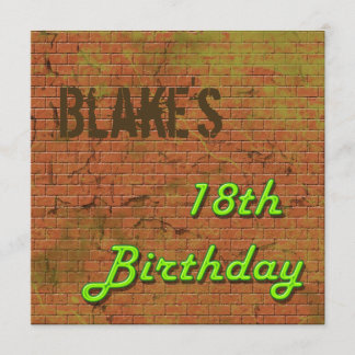 Brick Wall 18th Birthday Invitation