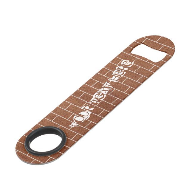 Brick Wall Bar Key Custom Text - Bottle Opener (Back Angled)