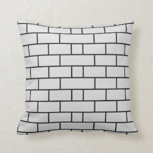 Brick wall black and white cushion