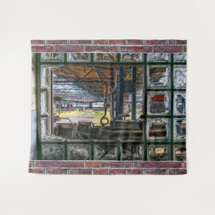 Brick Wall Broken Window Graffiti Wall Art Tapestry