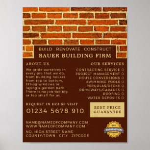 Brick Wall, Building Firm, Builders Advertising Poster