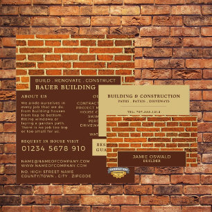 Brick Wall, Building Firm, Builders Business Card