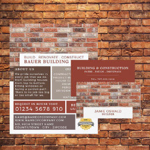 Brick Wall, Building Firm, Builders Business Card