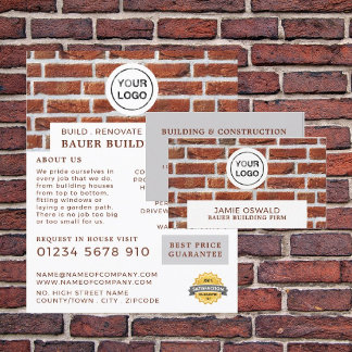 Brick Wall, Building Firm Logo, Builders Business Card