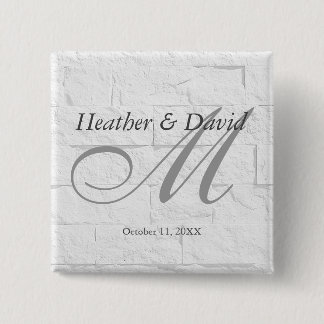 Brick Wall Calligraphy Script Monogram Wedding 15 Cm Square Badge