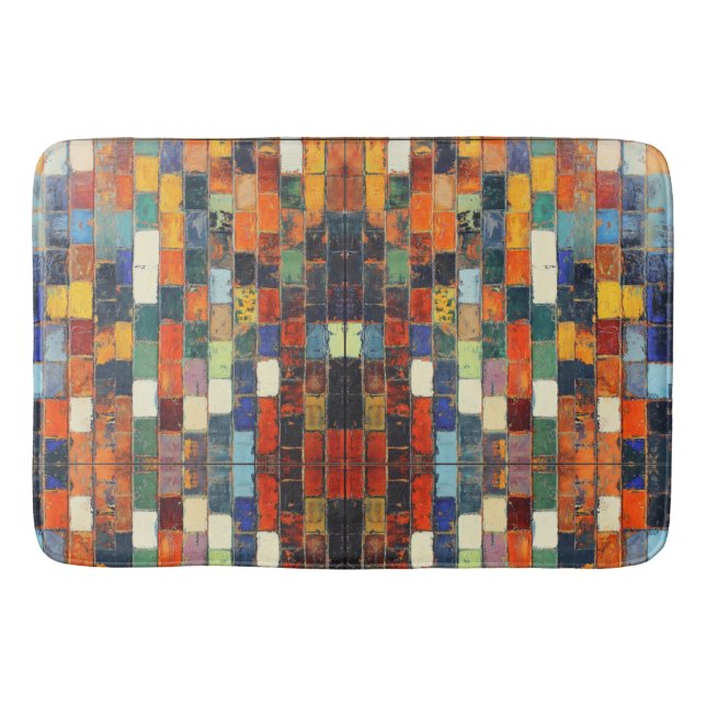 Brick wall colourful bath mat (Front)