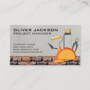 Brick Wall   Construction Tools and Hard Hat Business Card
